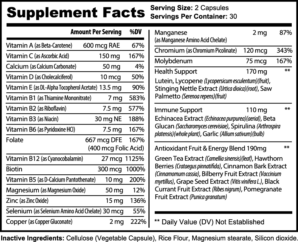 Multivitamin Complete Supplement Body Health Crucial Vitamins Minerals