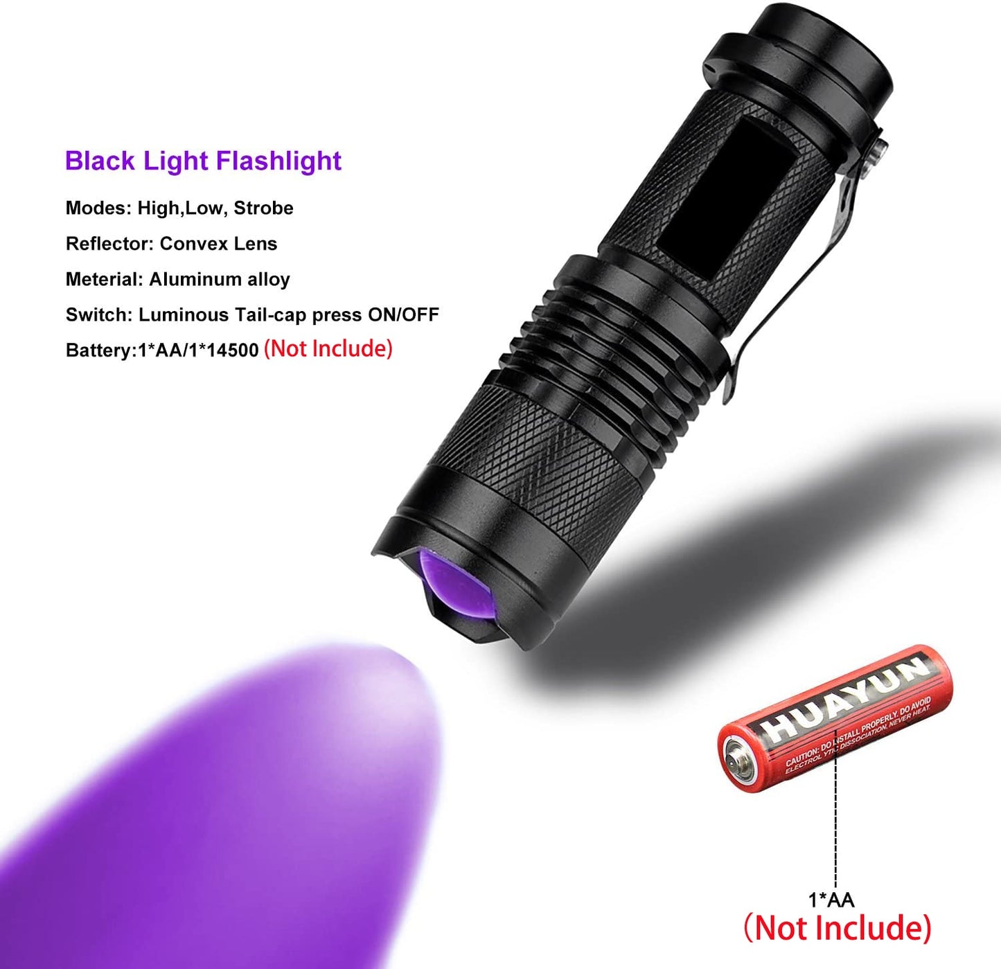LED UV Flashlight Shining Light Top Quality High-Tech- Reliable Unseen