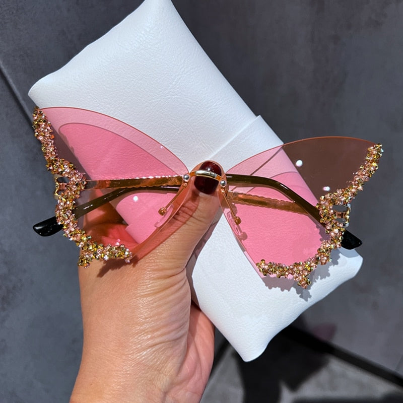 Diamond Butterfly Sunglasses Shades Sunlight Protection Style Design