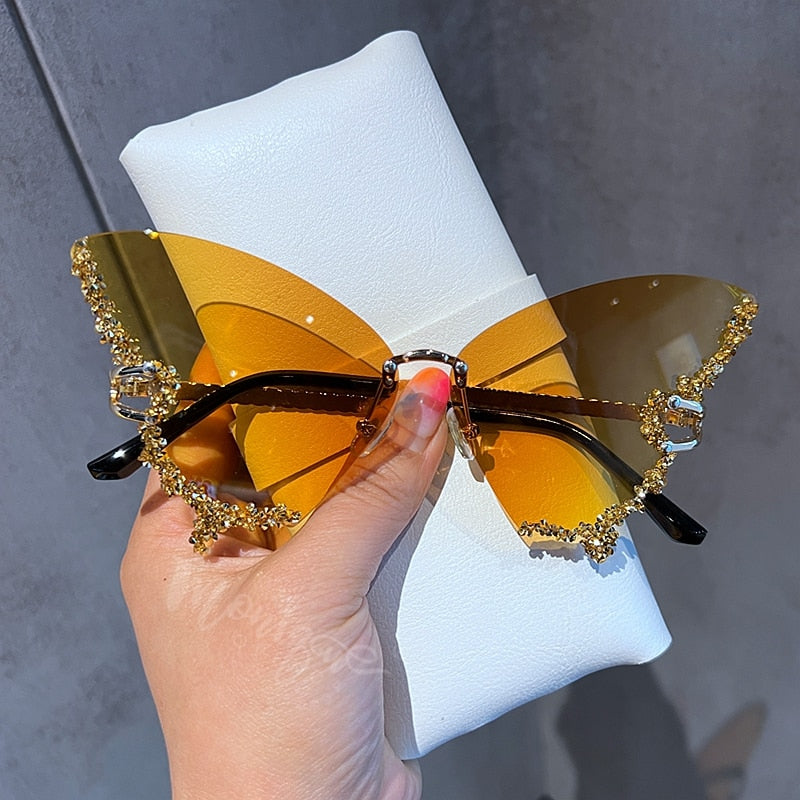Diamond Butterfly Sunglasses Shades Sunlight Protection Style Design
