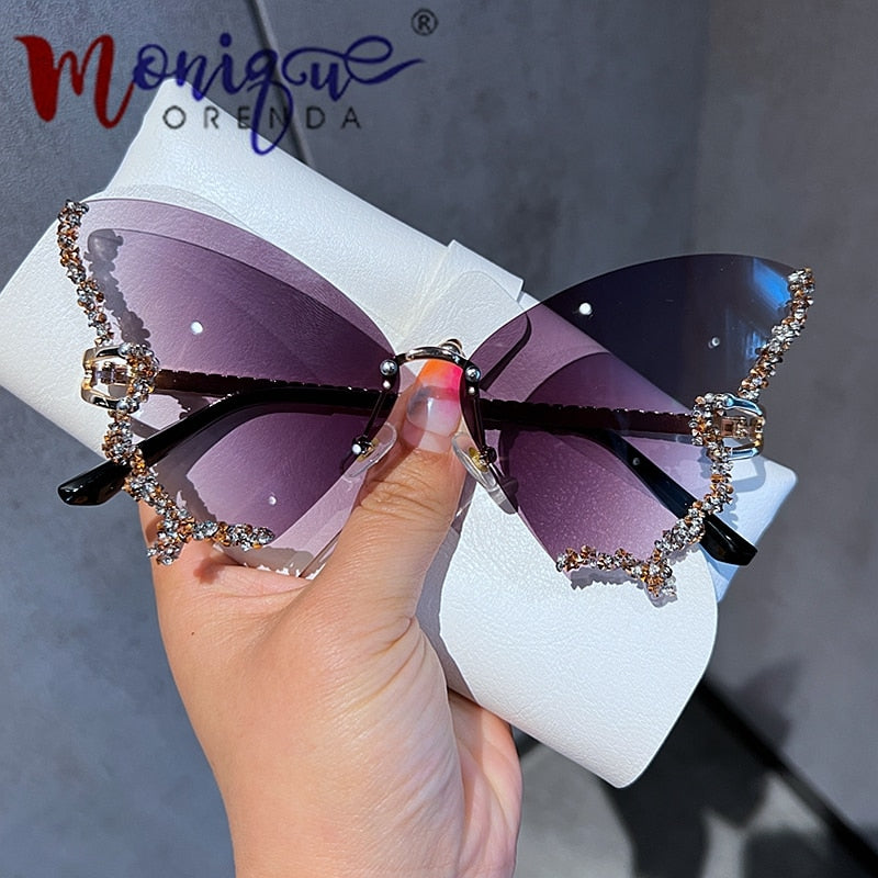 Diamond Butterfly Sunglasses Shades Sunlight Protection Style Design