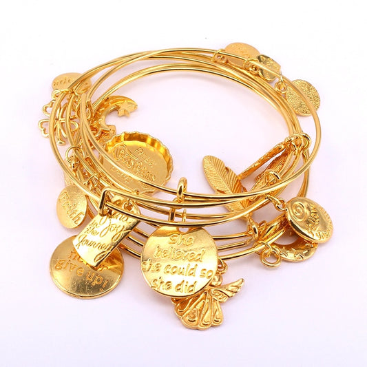 Bracelet 5pcs Gold Color Bangle   for Women Fashion Jewelry Gift Nice 