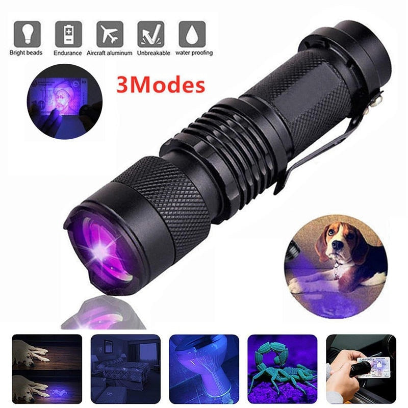 LED UV Flashlight Shining Light Top Quality High-Tech- Reliable Unseen