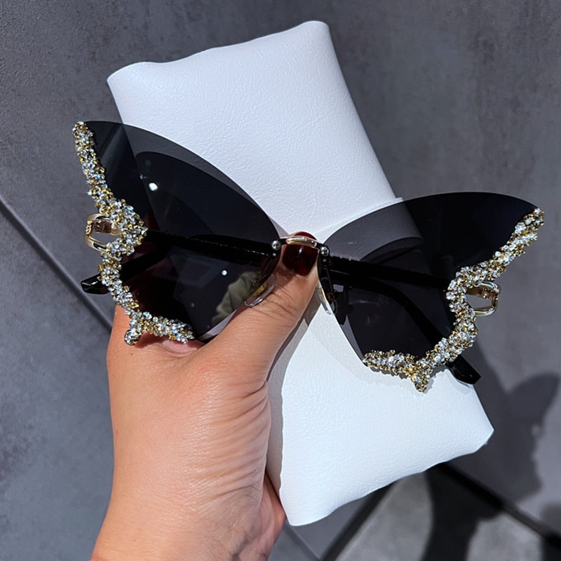 Diamond Butterfly Sunglasses Shades Sunlight Protection Style Design