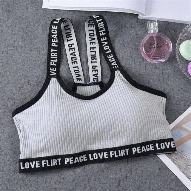 Bra Sport Cropped Top Push Up Running Yoga Bra Cotton Letters Sport To