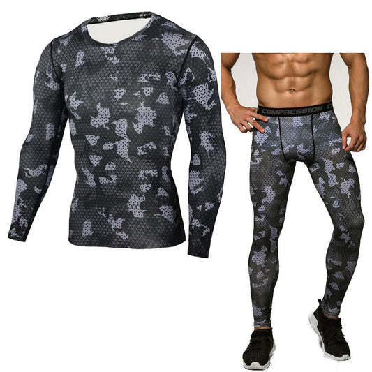 Camouflage Compression Baselayer Set Sports Compression Set Long Sleev