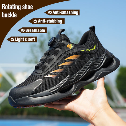 Shoes Cross-border Arrival Button Flying Woven Labor Protection Steel 