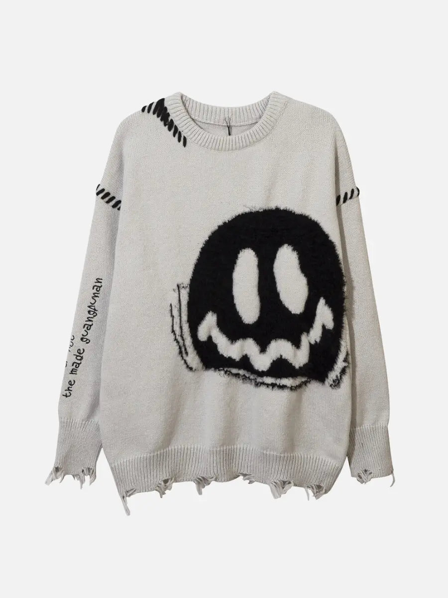 Sweater Vintage Smile Comfort Design Style Fashion Wearable Long Sleev