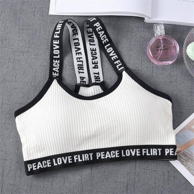 Bra Sport Cropped Top Push Up Running Yoga Bra Cotton Letters Sport To