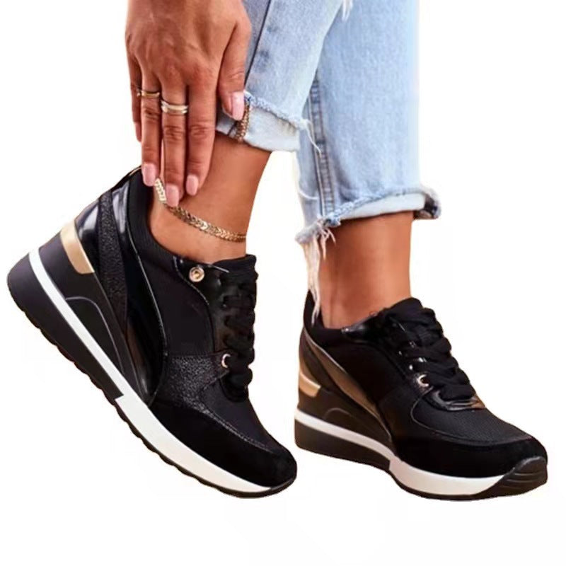 Sneakers Women's Platform Colorblock Sequin Flat Casual Footwear Styli