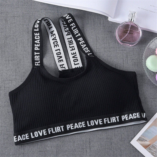 Bra Sport Cropped Top Push Up Running Yoga Bra Cotton Letters Sport To