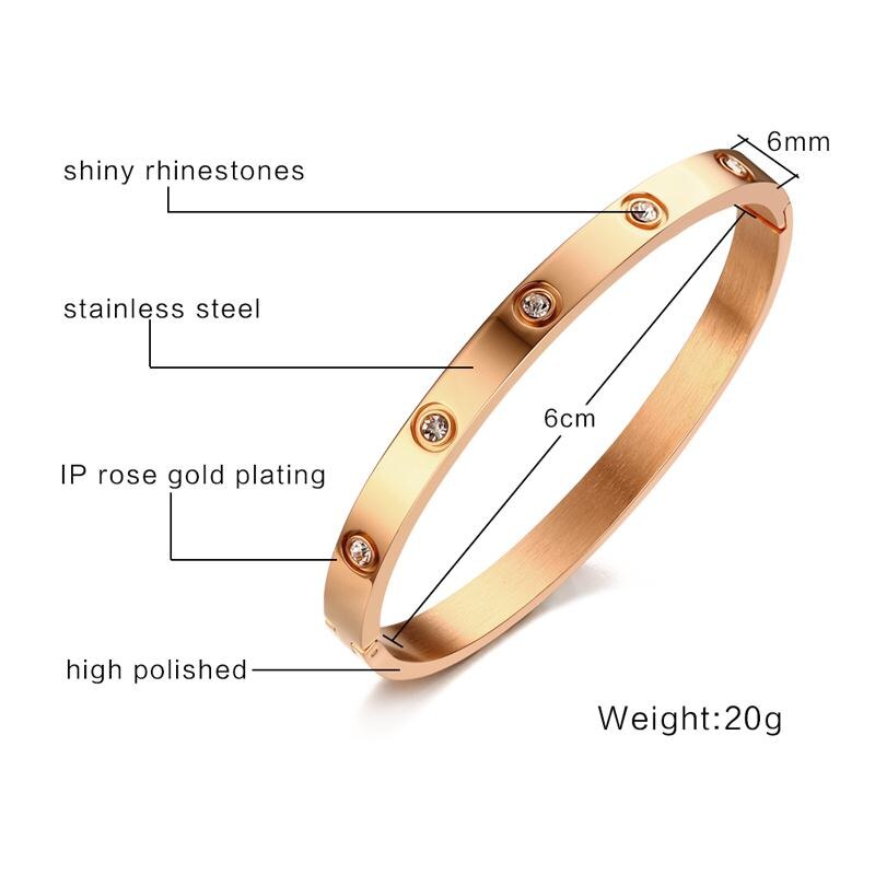 Bracelet Vnox Fashion Women Crystal Wedding , Gold-color Bracelets & B