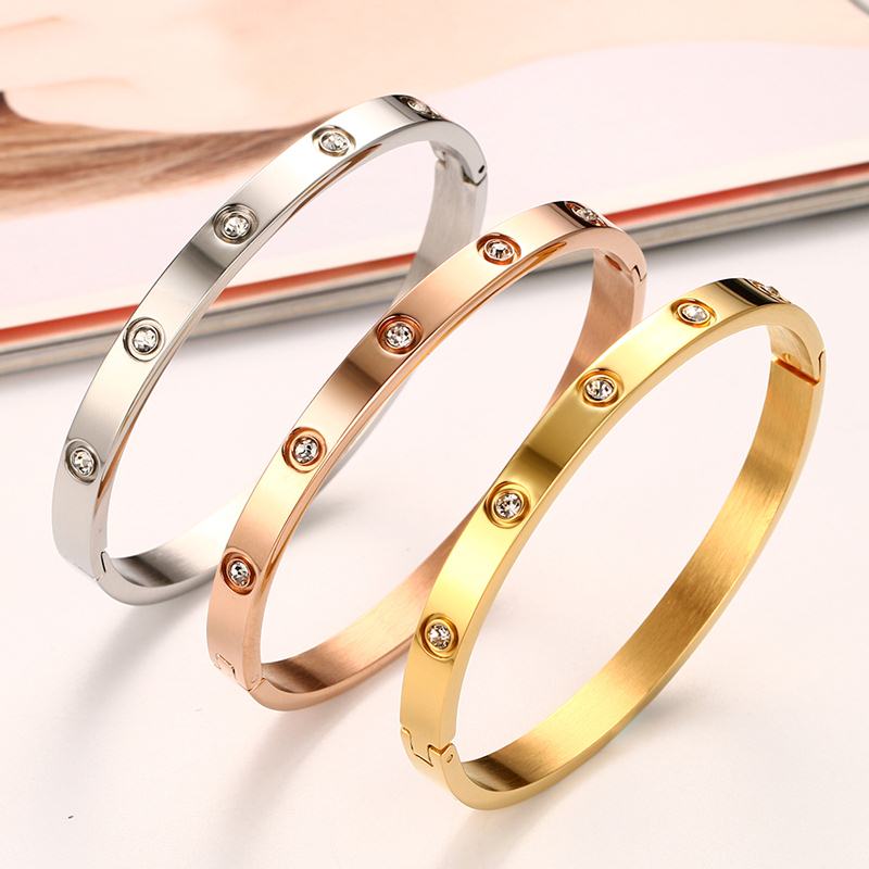 Bracelet Vnox Fashion Women Crystal Wedding , Gold-color Bracelets & B