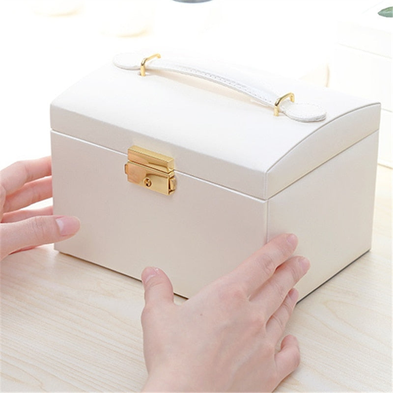 Make-Up Jewelry Box Mirrored 3-layer Large Capacity Jewelry Casket