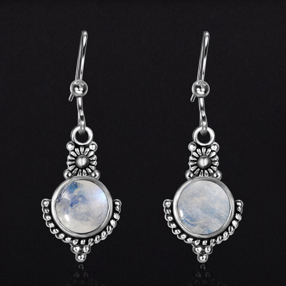 Earrings Bohemian Style Natural Moonstone Drop  Women's Jewelry