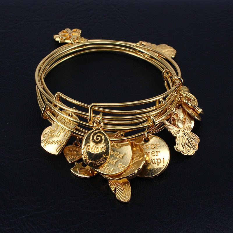 Bracelet 5pcs Gold Color Bangle   for Women Fashion Jewelry Gift Nice 