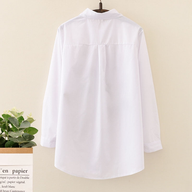 Blouse White Women Long Sleeve Cotton Embroidery Style Design Comfort 