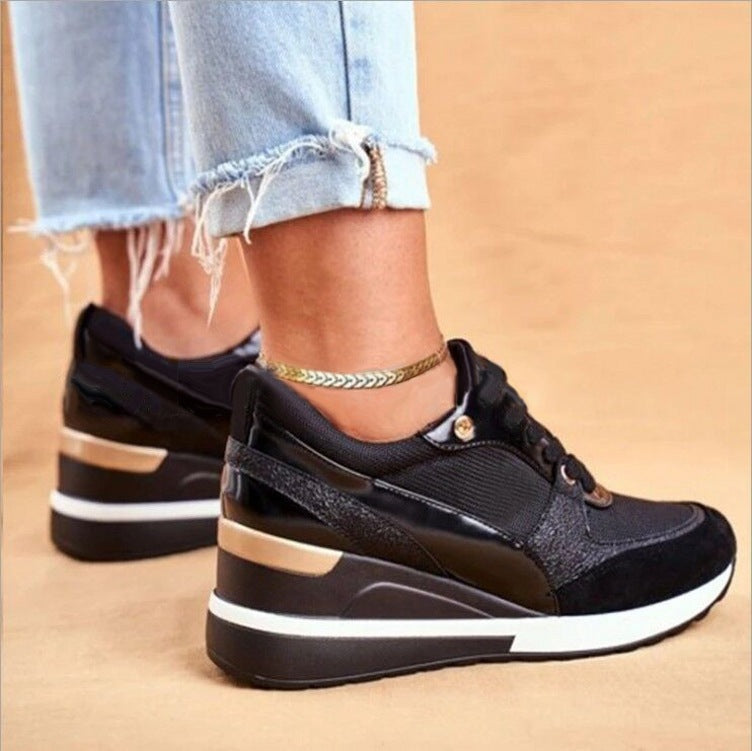 Sneakers Women's Platform Colorblock Sequin Flat Casual Footwear Styli