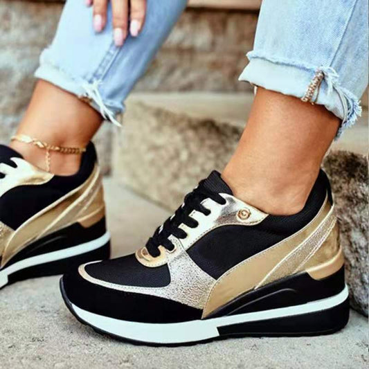 Sneakers Women's Platform Colorblock Sequin Flat Casual Footwear Styli