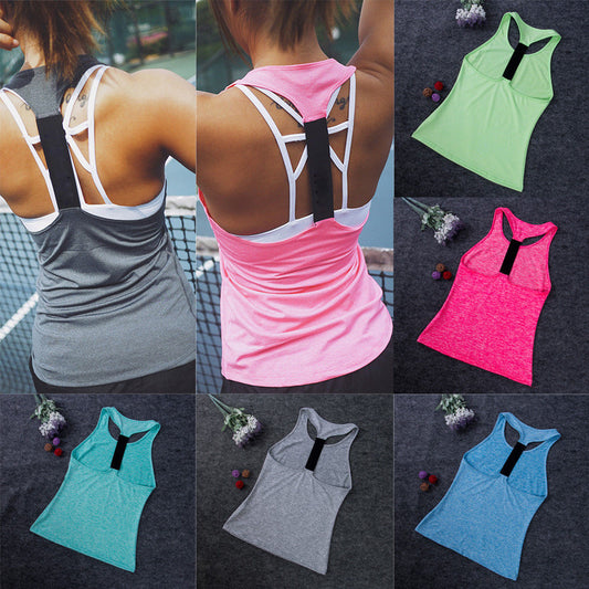 Yoga Casual Sleeveless Women Shirts Work-out Training Health Design   