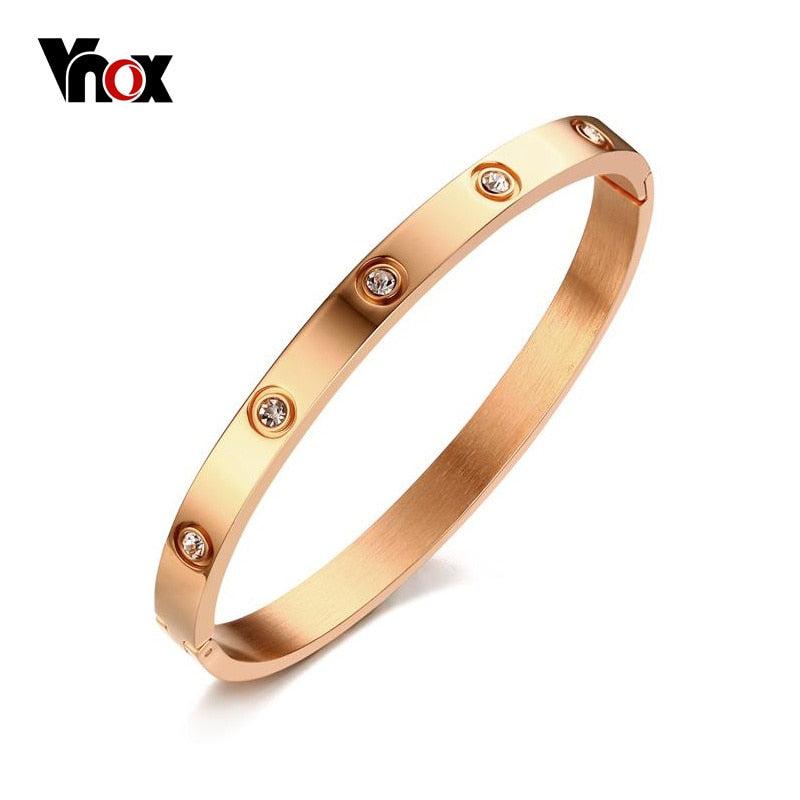 Bracelet Vnox Fashion Women Crystal Wedding , Gold-color Bracelets & B